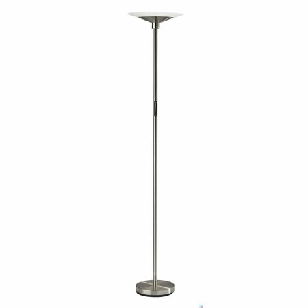 HOMEROOTS 14 x 14 x 70.5 in. Brushed Steel Metal LED Torchiere 372904